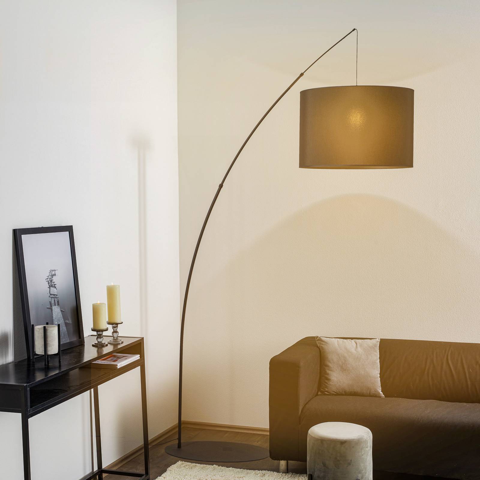 Bogenlampe Moby TK Lighting, schwarz, für Wohn- / Esszimmer, Metall, Stehlampe