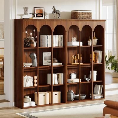 Bluebell "70.9"" Tall Arched Bookcase for Living Room, 5-Tier Freestanding Wooden Bookshelf, Mid-Century Modern Library Book Shelving Unit"