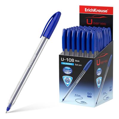 Kugelschreiber 0,3mm 50er Pack Blau - Kulis Kulischreiber Stifte Schreibstifte für Schule & Bürobedarf - U-108 Classic