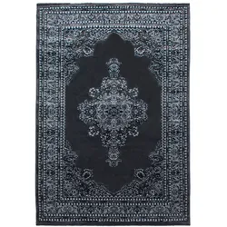 Carpetsale24 Orient Teppich 80x150 cm Grau, Kurzflor & Pflegeleicht, Traditionelles Muster, Flurteppich im Ethno-Look für Gäste- oder Schlafzimmer