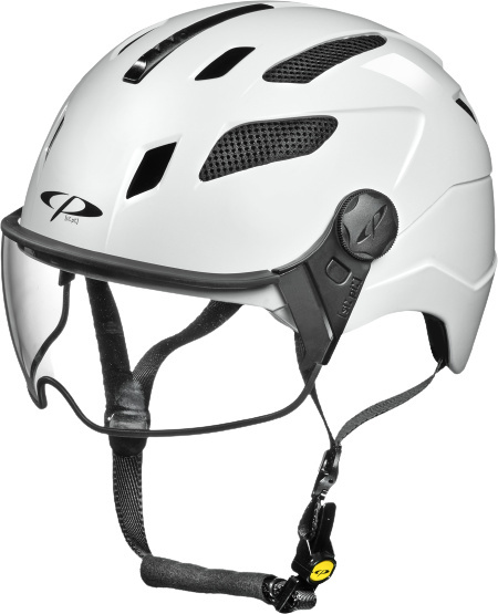 CP Chimayo + Urban Fahrradhelm mit Visier (clear) Gr. L (59-61 cm) - Radhelm Bikehelm Schutzhelm Fahrrad Bike Helm Unisex white shiny