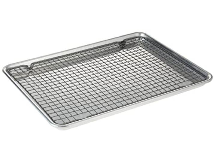 Nordic Ware 43172AMZM Demi-feuille avec grille anti-adhésive en aluminium naturel Passe au four
