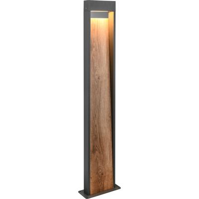 LED Außen-Stehlampe TRIO LEUCHTEN "SALMON, Outdoor LED Stehleuchte 11W 1200 Lm 3000K, Garten Stehlampe", braun (anthrazit, holzfarben), B:21,5cm H:100cm T:9,5cm, Leuchten, aus Aluminium & Holz-Optik, IP44 LED Garten Wegeleuchte