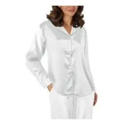 Lady Avenue Satin Pyjama With Long Sleeves Elfenbein Small Damen