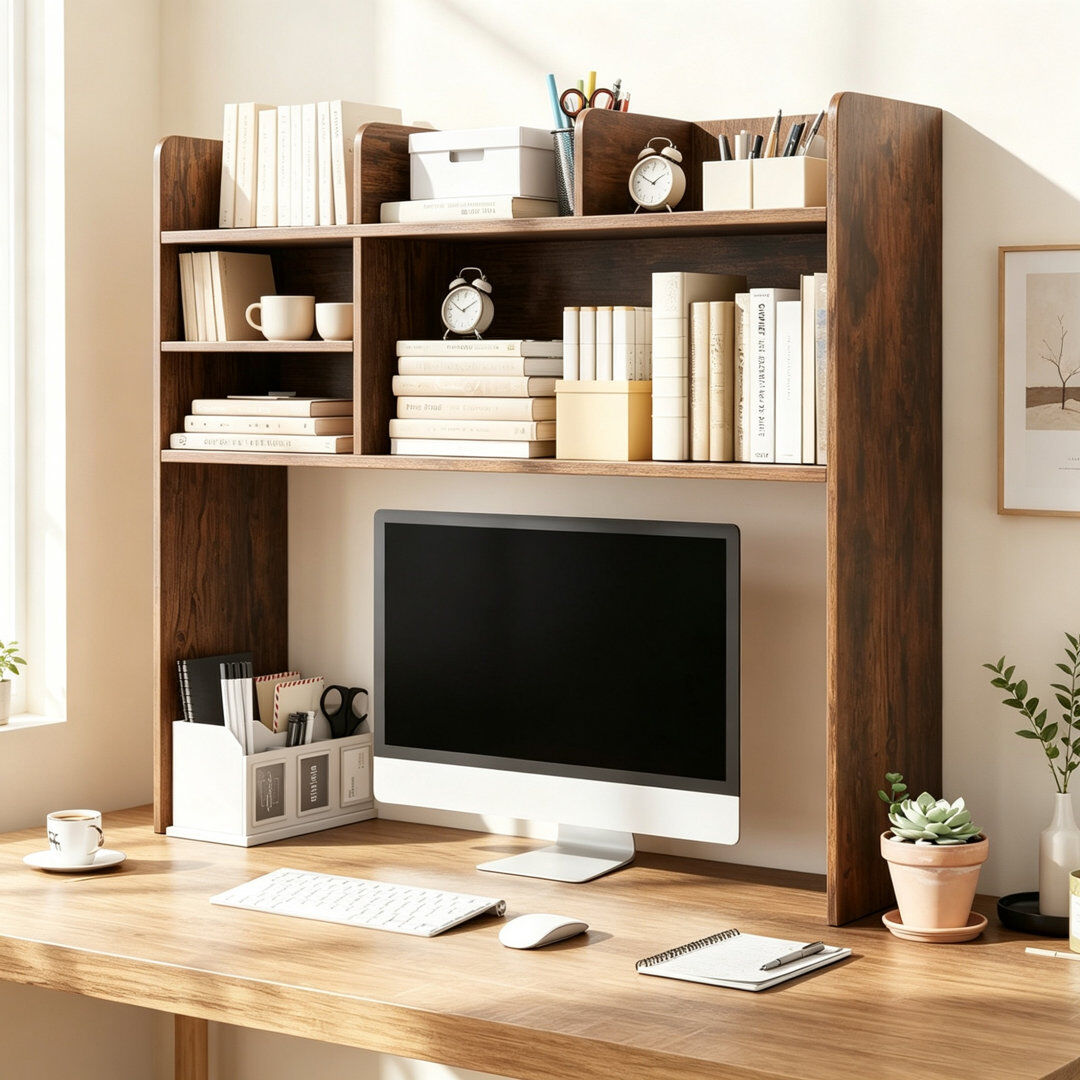 Rebrilliant Engineered Wood Desk Organiser Rustic Brown 85cm H X 24cm W X 94cm D