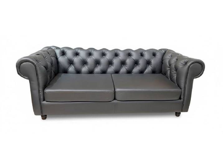 Xlmoebel Chesterfield-Sofa Chesterfield Designer Sofa 3 Sitzer Schwarz Polyester Sofort, Sofa 3 Sitzer, Made in Europa