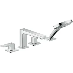 Hansgrohe Metropol 4-Loch Wannenrandarmatur mit Hebelgriffen für Secuflex, Chrom