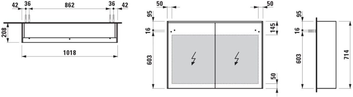 Laufen Spiegelschrank LANI 208x1018x714 LED-Beleuchtung horizontal H4037921122661