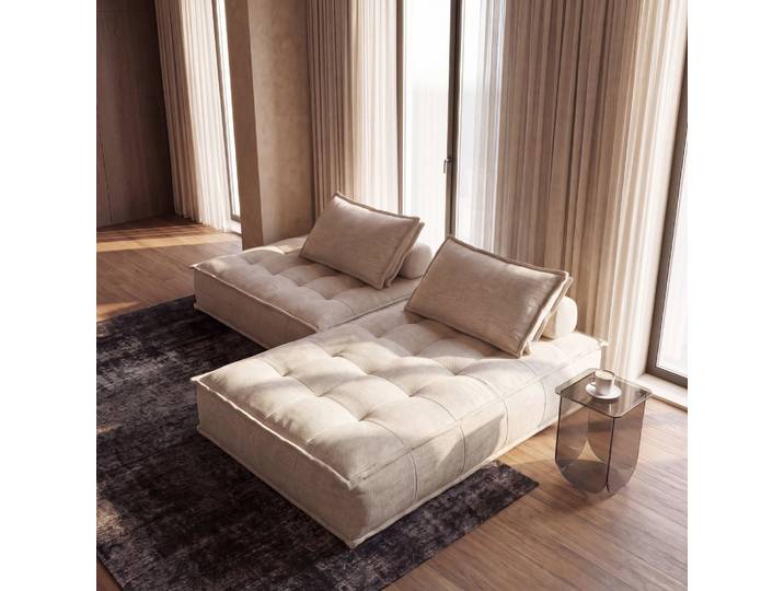 Zweisitzer-Chaiselongue für modulares Sofa, beigefarbener Sand