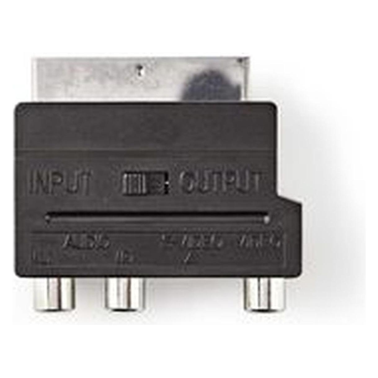 Nedis SCART-Adapter | SCART Stecker | S-Video Female / 3x Cinch Buchse | Vernickelt | Schaltbar | AB (CVGB31902BK)