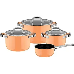 WMF Fusiontec MineralPro Papaya Orange 4-teiliges Set, Pfannenset + Topfset, Orange