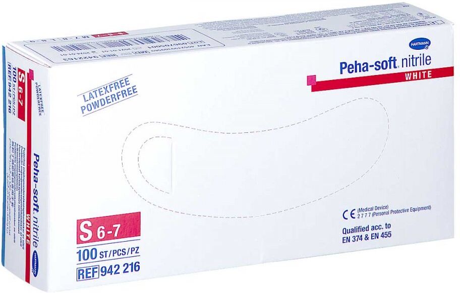 Peha Soft nitrile white Unt.hands. pud.fr. unsteril S 100stk