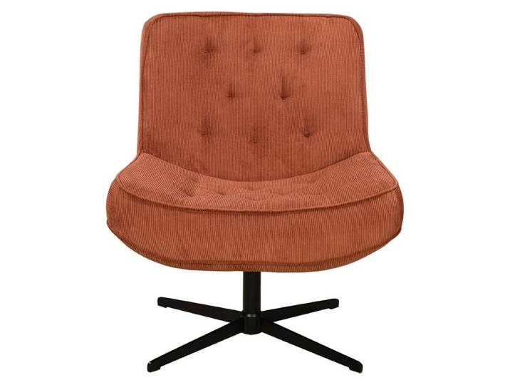 Fauteuil pivotant 360 PAKEO en velours côtelé terra cotta