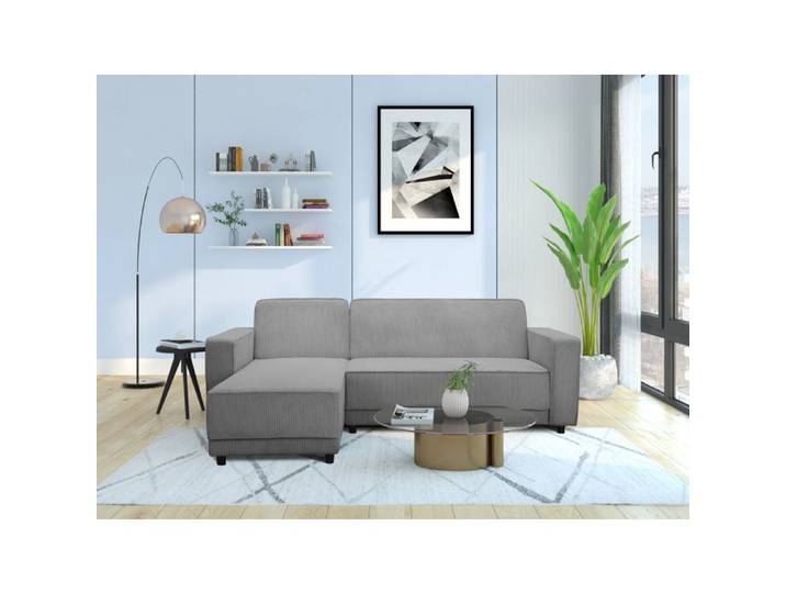 Allie Canapé clic-clac d'angle 3 places en tissu gris