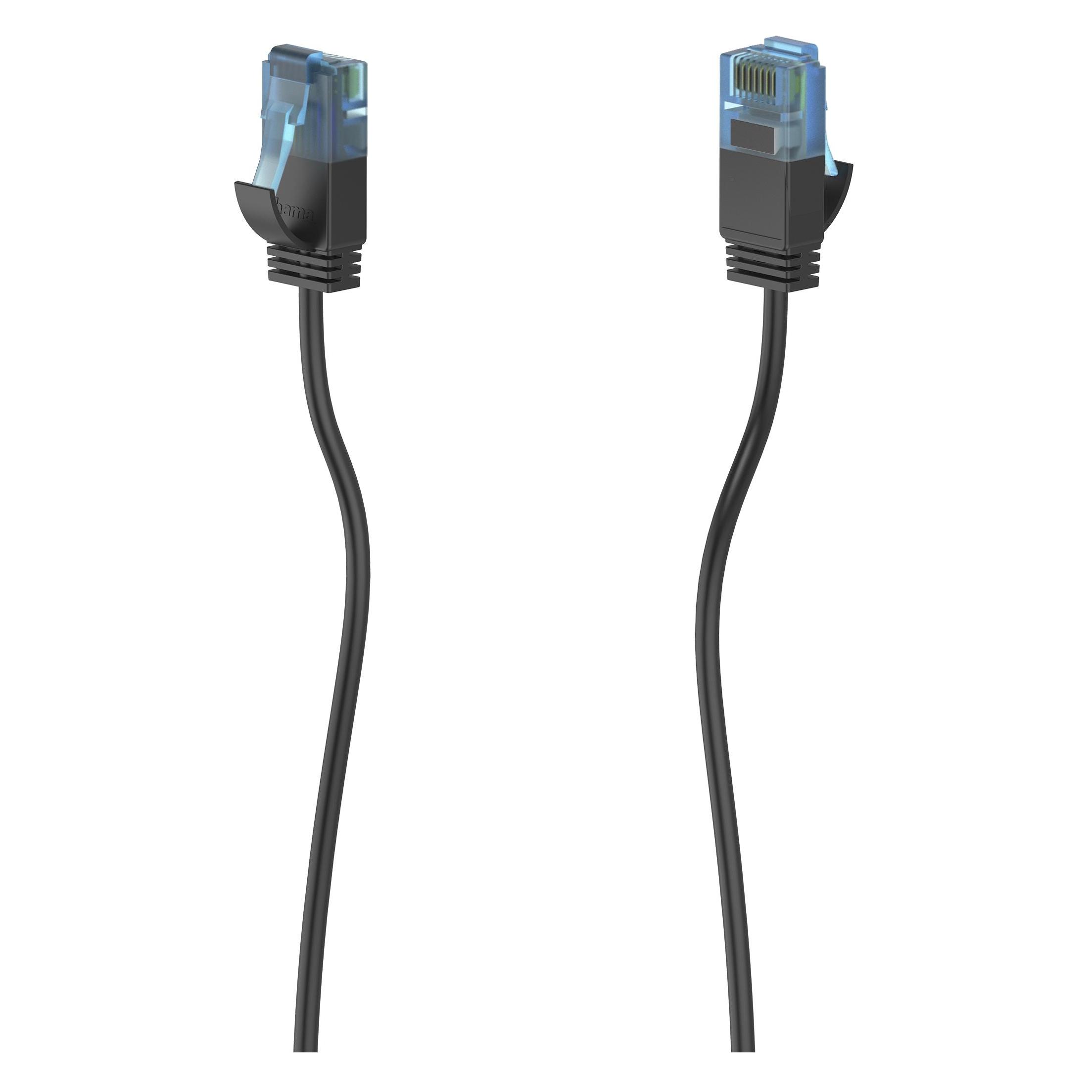 Hama Kabelnetzwerk CAT6a Slim U/UTP 0,50 m Schwarz (U/UTP, CAT6a, 0.50 m) (00200792)