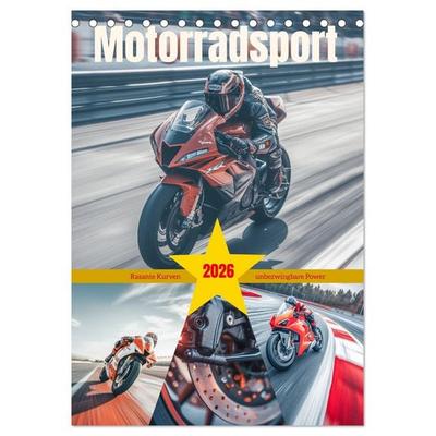 Motorradsport (Tischkalender 2026 DIN A5 hoch), CALVENDO Monatskalender