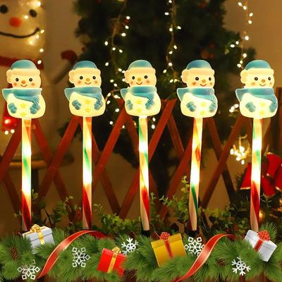 Inspire Select Solar Christmas Santa & Snowman Garden Lantern Light Outdoor Lawn Holiday Decoration blue Snowman 5 Pcs