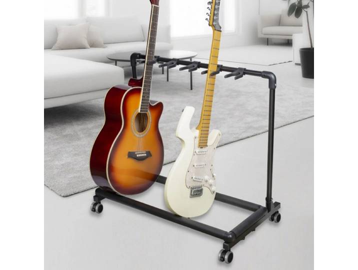 Support de support de guitare support de support de support de guitare multi support de guitare en métal et EVA support d'affichage de guitares multiples avec roues pour les magasins