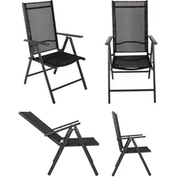 Gartenstuhl-Set 4er-Set Anthrazit mit Relaxfunktion
