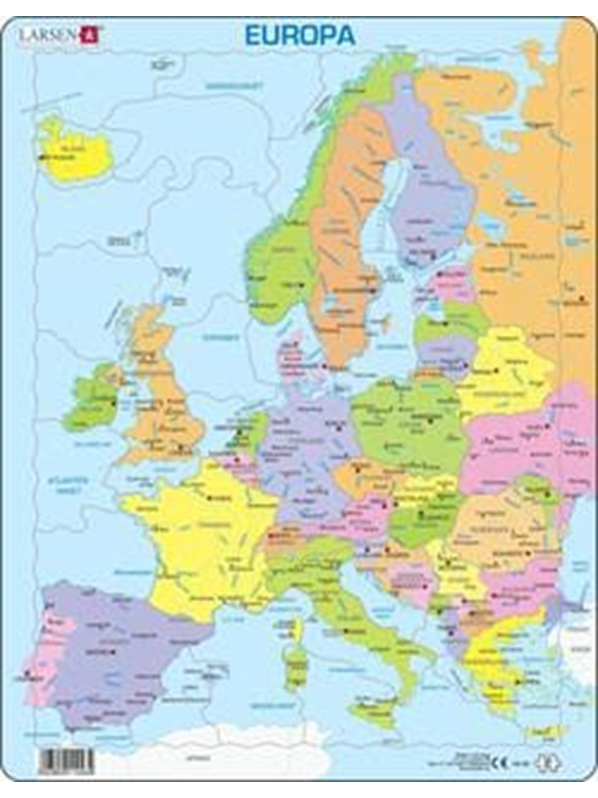 Larsen Puzzles Puzzle Europa politisch - 37-teilig, Maxi (36.5 2D Puzzles