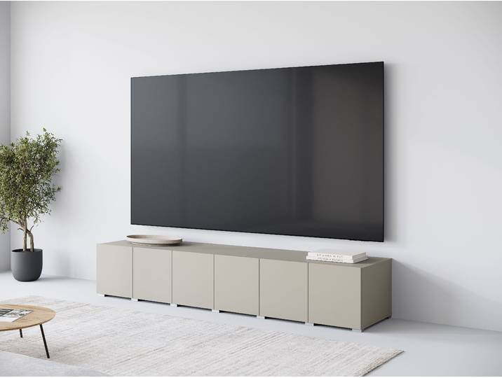 Lowboard GOODPRODUCT Denver Erlebe die Weltmeisterschaft im XXL-Format , kaschmir, B:219,6cm H:39,9cm T:49cm, Sideboards, Lowboard, Elegantes TV-Möbel 220 cm, speziell für bis zu 98-Zoll Fernseher