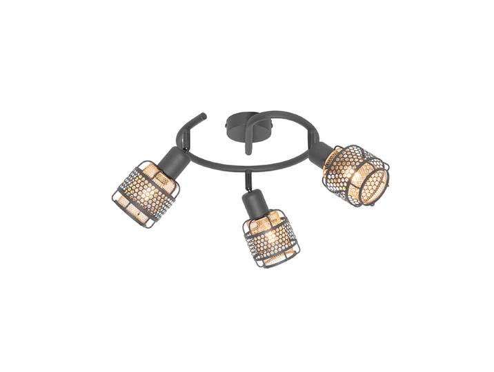 Plafonnier design noir avec or 3 lumières rond - Noud