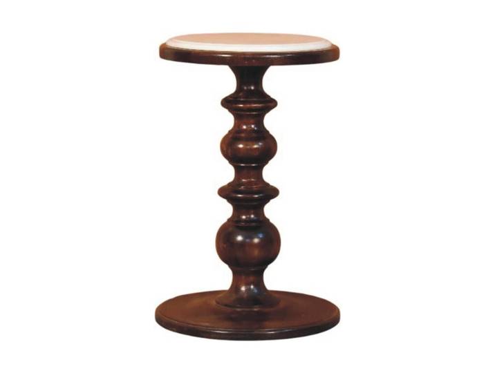 Artisan Furniture Beistelltisch mit Kastanien-Finish, Marmorplatte oben, poliertes Braun, Holz, Echtholz,Mangoholz, Rund,Rund, 38x60x38 cm, Wohnzimmer, Wohnzimmertische, Beistelltisch