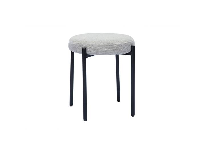 Tabouret bas empilable en tissu effet velours texturé beige et métal noir H41 cm KIKO