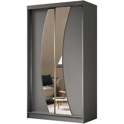 SCHWEBETÜRENSCHRANK VOCE 120/216/61 cm 2-türig mit Spiegel Grau
