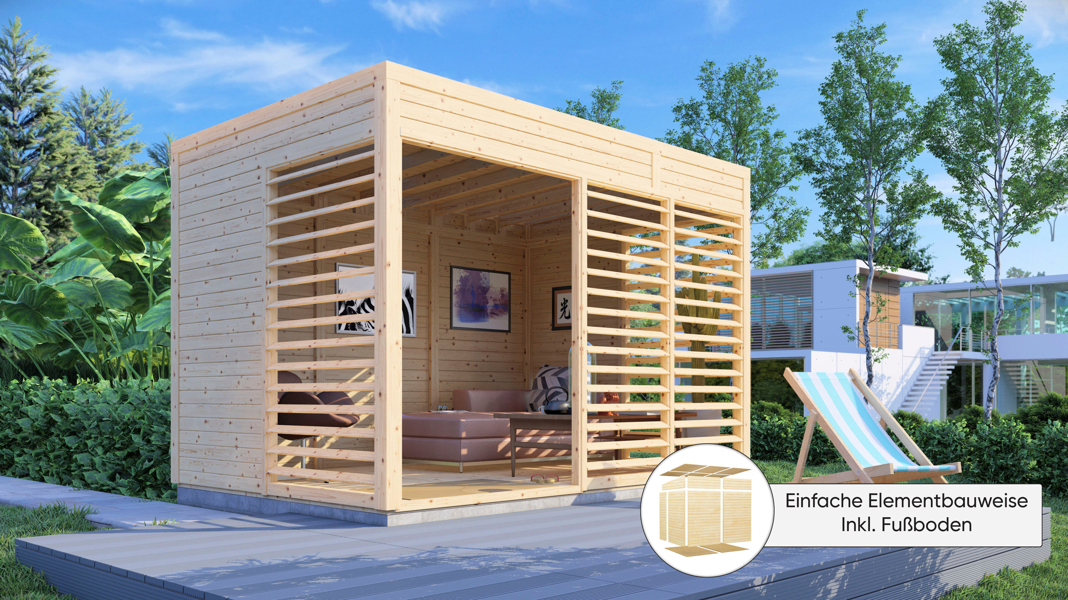 Pavillon BERTILO "Pavillon Modern Art 2", beige (natur), B/H/T: 232cm, Pavillons