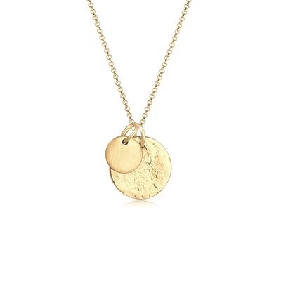 Kette mit Anhänger ELLI "Plättchen Münzen Organic Look 925 Silber" Gr. 45, gold, Halsketten, Damen, 45, ohne Stein, Silber 925 (Sterlingsilber), L: 45