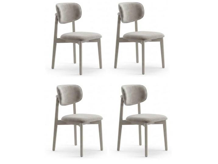 JVmoebel Sitzgruppe Beiger Stuhl-Set Exklusive Textilstühle Designer Polsterstühle 4tlg, (6-tlg), Made in Europa