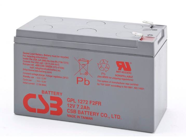 CSB GPL1272 - Accu 12V 7.2Ah - Onderhoudsvrij en lekvrij - Afmetingen 150.9x64.8x98.6mm
