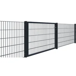 Doppelstabmattenzaun Tor 6/5/6 - verzinkt - 1m (Breite) x 100 cm (Höhe) - 1-flügeliges Zaun Tor - feuerverzinktes Stabzauntor