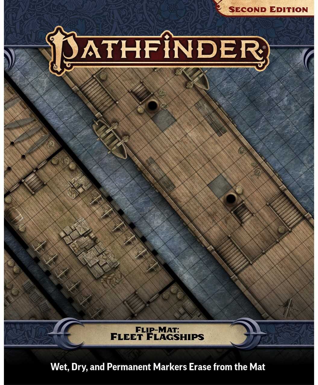 Paizo Publishing Pathfinder Flip-Mat: Fleet Flagship, Double-Sided Tabletop Role-Playing Game Accessory for Nautical Adventures, 24 x 30 in / 61 x 76.2 cm
