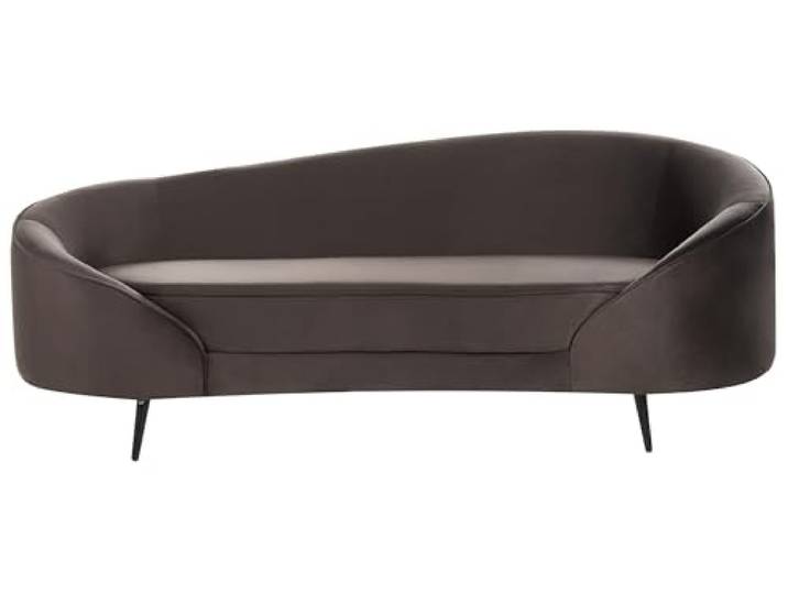 Beliani 2er Sofa Samt Dunkelbraun gebogen oval mit schwarzen Metallbeinen Retro Glamourös Savar