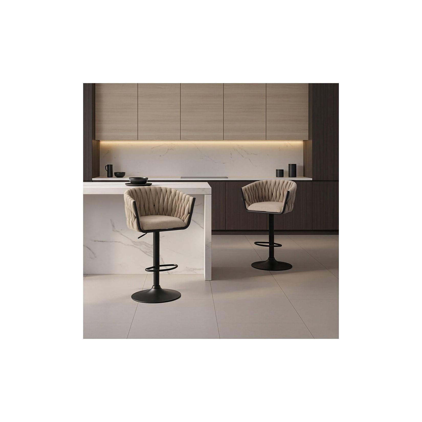HOME DELUXE Barhocker höhenverstellbar gewebt SAMIR - 6er Set Dunkelgrau