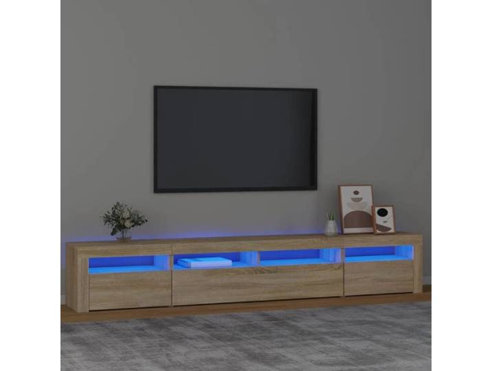 Meuble TV avec Lumières LED Centre de Divertissement Rangement Meuble Média Meuble de Salon Salle de Séjour Maison 3152724