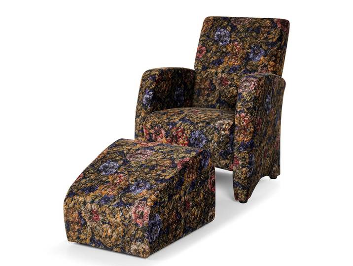 Fauteuil lounge Kardla Multicolore/Orange/Violet Velours 70 x 90 x 86cm