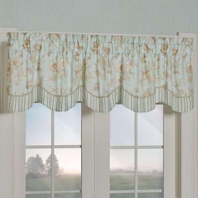 Touch of Class Floral Cottage Scalloped Valance Pale Blue 72 x 18, 72 x 18, Pale Blue