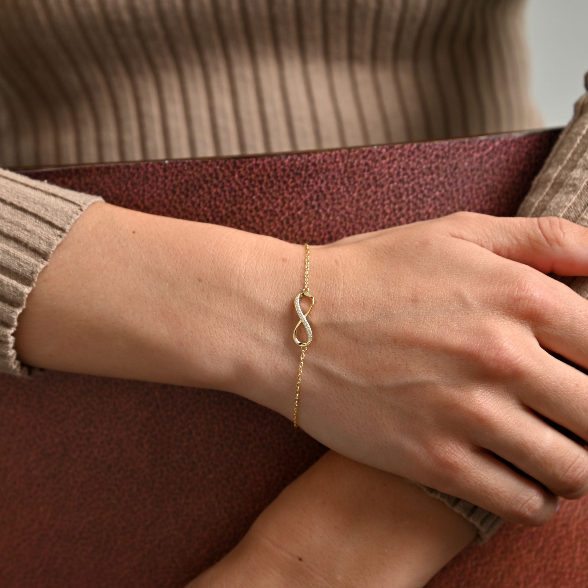 Kettenanhänger ADELIA´S "Damen Anhänger ¿ Unendlichkeitszeichen Anhänger aus 925 Silber", gold, Schmuckanhänger, Damen, Kettenanhänger