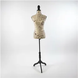 Relaxdays Schneiderpuppe Verstellbar 160-175cm, Nähzubehör, Schwarz, Beige