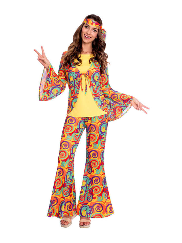 amscan 3tlg. Kostüm "Hippy Woman" in Bunt - S