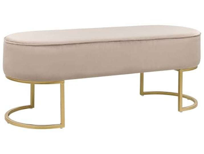 Bettbank aus Samtstoff beige mit goldenem Gestell 104 cm glamourös Milry