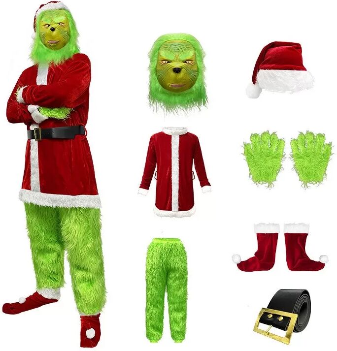 INF Grinch Weihnachtsmann Kostüm - Perfekt für Weihnachts-Cosplay & Party-Spaß! 2XL/3XL