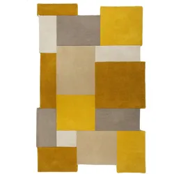 WOLLTEPPICH HALLEIN, geometrisch, Senfgelb, 200 x 290 cm