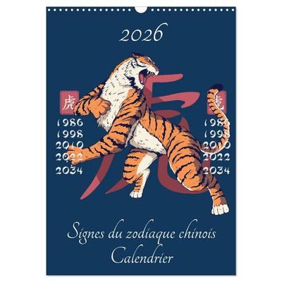 Signes du zodiaque chinois (Calendrier mural 2026 DIN A3 horizontal), CALVENDO calendrier mensuel