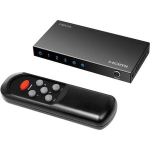 LogiLink HDMI-Switch HD0062 3-Port Verteiler, 4K UHD bei 60 Hz, mit Fernbedienung, 3 HDMI-Geräte an 1 Display, 3 in 1 out