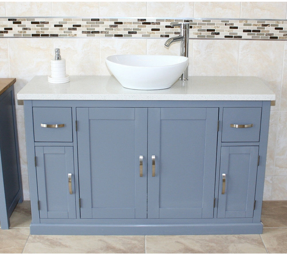 August Grove Bora 1230 mm Freestanding Single Vanity with Vessel Ceramic Basin White 1,230mm W