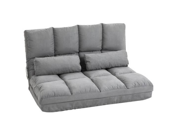 Chauffeuse matelas d'appoint pliant fauteuil convertible inclinaison dossier réglable 2 coussins inclus en polyester aspect